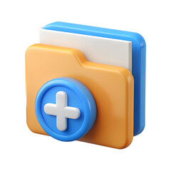 Poster - 3D White Folder With Plus Sign Icon