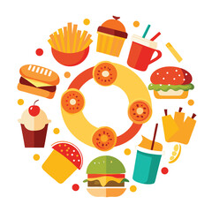 Aufkleber - Circular Fast Food Frame Design Template