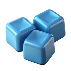 Poster - Three glossy blue cubes with rounded edges arranged in a cluster on a white background