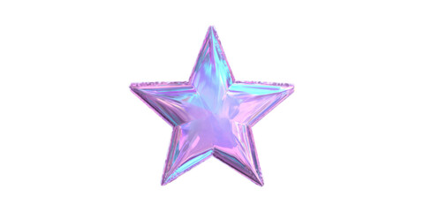 Poster - Holographic Iridescent Star Shape. Futuristic Design And Aesthetic Appeal Isolated On Transparent Background