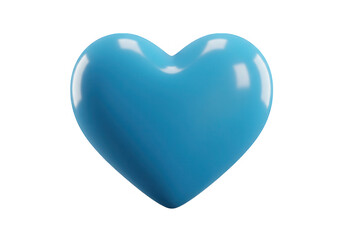 Poster - A vibrant blue heart floats against a clean white backdrop, symbolizing love and affection isolated on transparent background