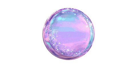 Poster - Icy Iridescent Sphere With Glittering Surface. Mystical And Futuristic Design Element Isolated On Transparent Background