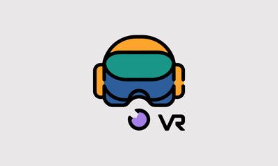 Poster - VR Headset Icon Illustrates Virtual Reality Technology, with copy space, showcasing modern digital innovation and immersive experience, on a light background.