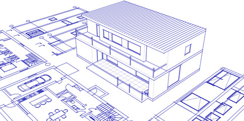 Poster -  architecture modern house 3d illustration