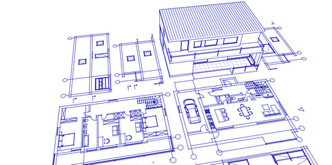Poster -  architecture modern house 3d illustration