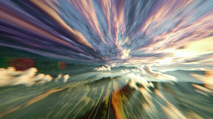 Poster - Clouds and Sunlight Create Dramatic Sky Over Mountain Landscape Generative AI