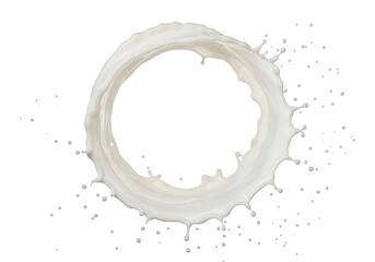 Poster - A circular splash of milk creates a dynamic and abstract design against a transparent background