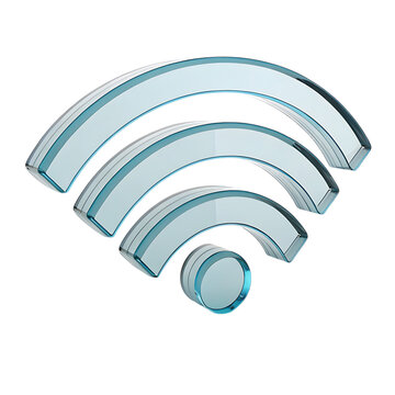 Glass Wifi Icon: Transparent Wireless Network Symbol, Internet Connection Illustration, Modern Technology Design Element