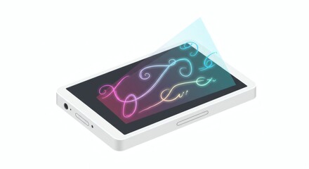 Poster - Holographic Projection on Smartphone Screen: Abstract Swirls Design