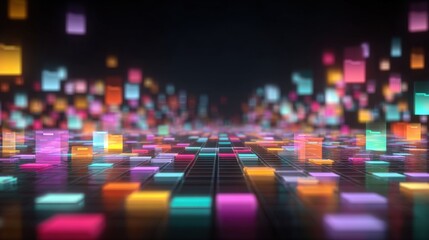 Poster - Abstract network grid with files and folders, futuristic software interface, digital document management system, store, search and organize documents, corporate business, paperless office