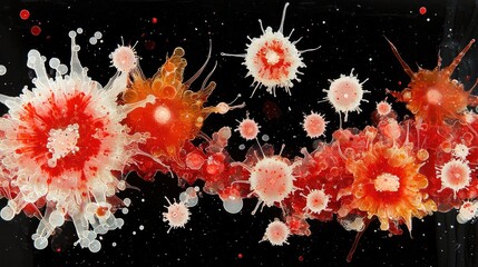 Poster -  Action-packed abstract art studio digital artwork vibrant colors close-up scientific inspiration
