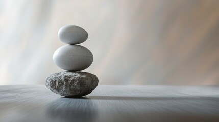 Poster - Serene Stacked Stones: A Study in Balance and Tranquility