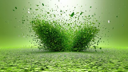 Leinwandbilder - Dynamic green explosion abstract concept digital art bright environment vibrant viewpoint creative design
