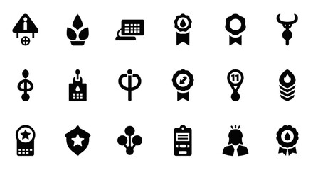 Poster - Set of Vector Icons Collection of Black Silhouette Vector Icons on White Background. Vector Illustrations. EPS Editable