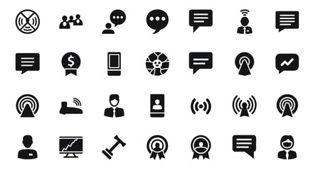 Poster - Set of Vector Icons Collection of Various Black and White Icons Representing Different Concepts. Vector Illustrations. EPS Editable