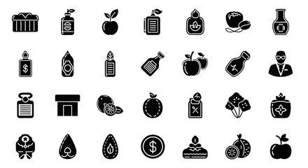 Poster - Set of Vector Icons Simple Black and White Icon Set Depicting Various Food and Drink Items. Vector Illustrations. EPS Editable