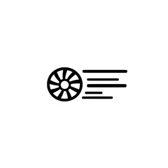 Poster - Wheel Icon with Motion Lines Representing Speed and Dynamic Rotation in Automotive and Technology Design