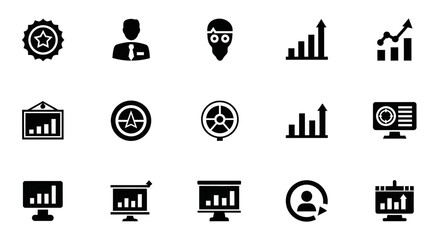 Poster - Set of Vector Icons Business Growth Icons Set with Various Elements. Vector Illustrations. EPS Editable