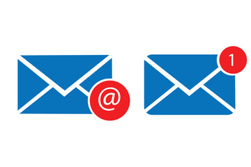 Mail or email icon set. Envelope symbol with letter. Vector illustration and PNG transparent