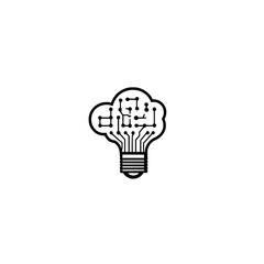 Poster - Vector Light Bulb Featuring Cloud and Electronic Circuit for Digital Ideas and Cloud Computing Illustration