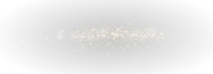 Wall Mural - Gold Dust Light Effect PNG. Glowing Christmas Bokeh Background with Yellow Flickering Shine, Confetti Particles, and Shimmering Golden Stars on Transparent Background.