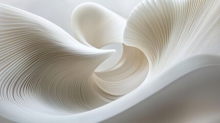 Poster - Abstract White Sculpture: Layers of Curving Forms in a Serene Composition