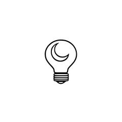 Poster - Light Bulb Icon with Crescent Moon Symbol for Creative Ideas and Nighttime Innovation Concept Design