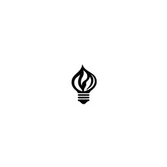 Poster - Light Bulb Icon with Fire Flame Symbol for Passionate Ideas and Creative Energy Concept Design


