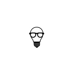 Poster - light bulb icon with glasses symbol for intelligent ideas and knowledgeable innovation concept desig