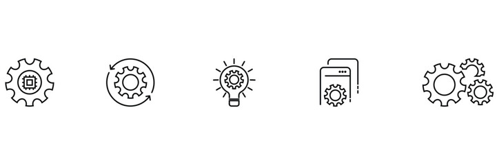 Technology gear setting development process innovation system solution software configuration update application engineering icon vector illustration.