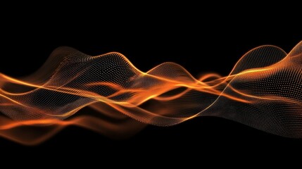 Poster - Abstract Orange Wave on Black Background: Digital Art