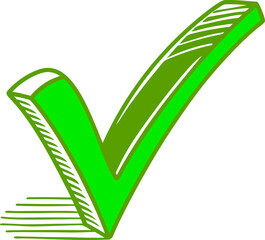 Poster - A Vibrant Green Check Mark with Dynamic White Accents on a Transparent Backdrop, Symbolizing Approval, Completion, and Positive Affirmation in a Modern Design