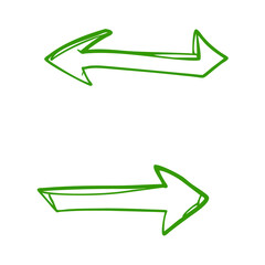 Poster - Hand Drawn Green Arrows Pointing in Opposite Directions on Transparent Background, Symbolizing Reversal, Exchange, and Alternative Paths with a Playful Touch