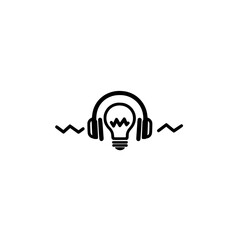 Poster - Digital illustration of glowing bulb paired with earphones signifying audible inspiration and concepts