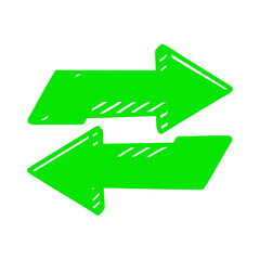 Poster - Hand Drawn Green Exchange Arrows on Transparent Background Symbolizing Transfer, Conversion, and Directional Movement in a Dynamic and Visually Engaging Design