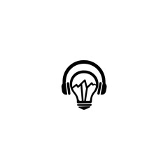 Poster - light bulb icon with headphones