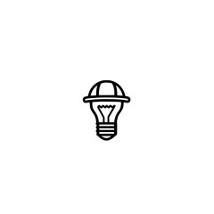 Poster - Light Bulb Icon with Helmet Symbol Representing Safe Innovation and Protective Idea Concept Design