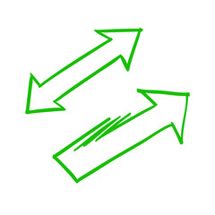 Poster - Lively Green Arrows Pointing in Opposite Directions on Transparent Surface, Symbolizing Divergence, Alternative Paths, and Directional Choices in Design