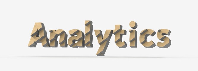 Poster - High-quality 3D rendering of the word 'Analytics' in a wooden style. Perfect for business and data analysis concepts.