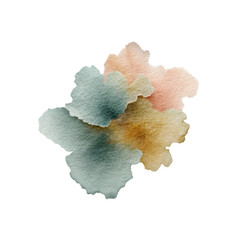 Poster - Soft Abstract Watercolor Stain in Muted Shades of Blue, Green and Peach for Artistic Backgrounds and Designs Transparent background or png