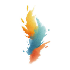 Poster - Abstract watercolor splash in vibrant orange, blue, and teal hues, perfect for artistic backgrounds and creative design projects Transparent background or png
