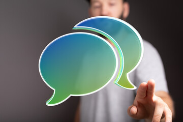 Leinwandbilder - Abstract image of chat bubbles,online communication, conversation, digital dialogue.