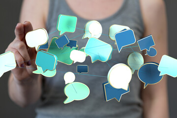 Leinwandbilder - Abstract image of interconnected speech bubbles, symbolizing global communication and networking.