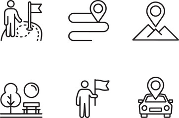 Poster - Navigating Life's Journey A Pictorial Guide to Paths, Destinations, and Discoveries Featuring Landmarks, Transportation, and Personal Achievements Represented in Minimalist Line Art