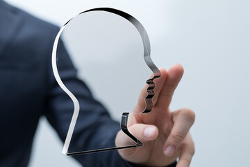 Poster - Abstract image of a head profile, symbolizing ideas, innovation, and future technology.