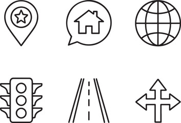 Poster - Simple and Recognizable Icons for Travel and Navigation Guiding Users Smoothly Through Locations Featuring Roads and Essential Road Signs for Safe Journeys