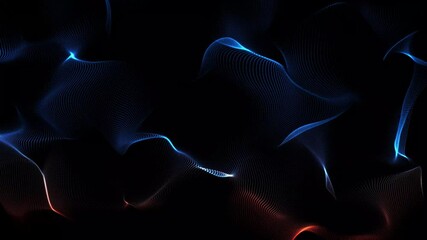 Poster - Abstract digital dot net wavy background. Futuristic wave technology on black background