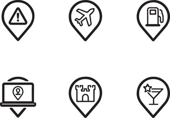 Poster - Collection of Location Pin Icons Displaying Diverse Services Travel Landmarks and Points of Interest Mapped for Modern Navigation and Exploration