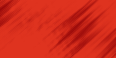 Aufkleber - Red halftone dots with blue color pattern and grunge texture background. Pop art comic style vector illustration.
