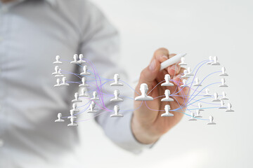 Poster - Image depicts person building a network, symbolizing collaboration, teamwork, and social connections.